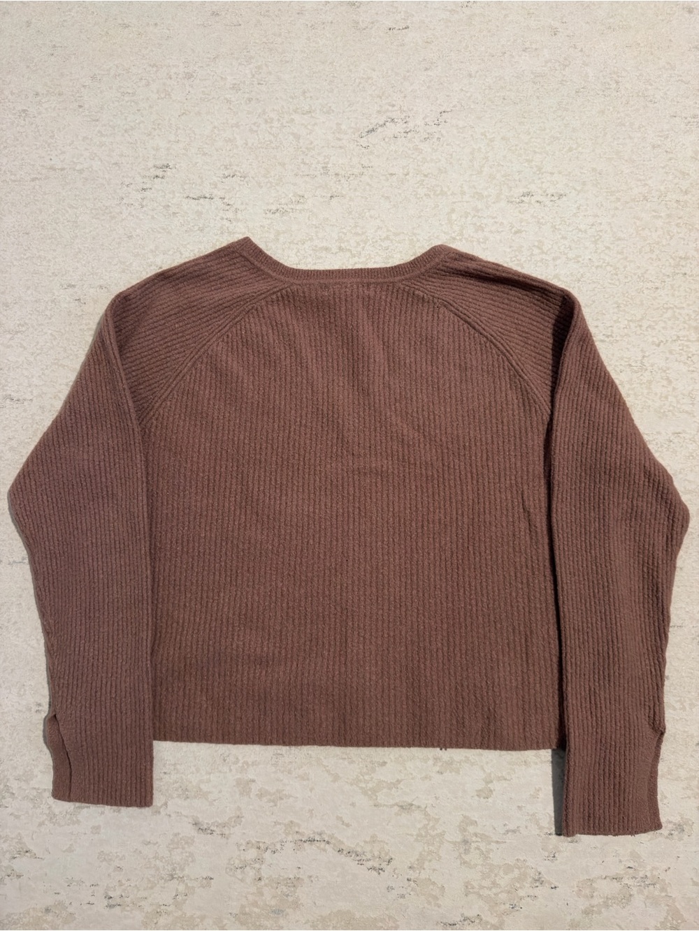 Athleta Brown Ribbed V Neck Sweater Size M - Picture 2 of 6